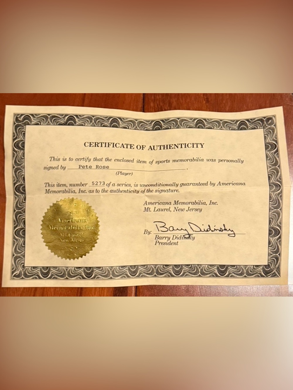 Pete Rose Autographed Signed Baseball - Vintage Americana Memorabilia COA #5273 - Picture 5 of 13